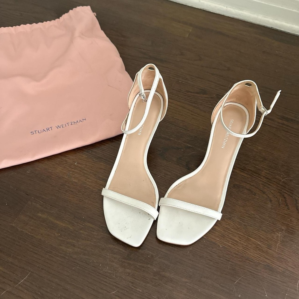 Stuart Weitzman White Heeled Sandals